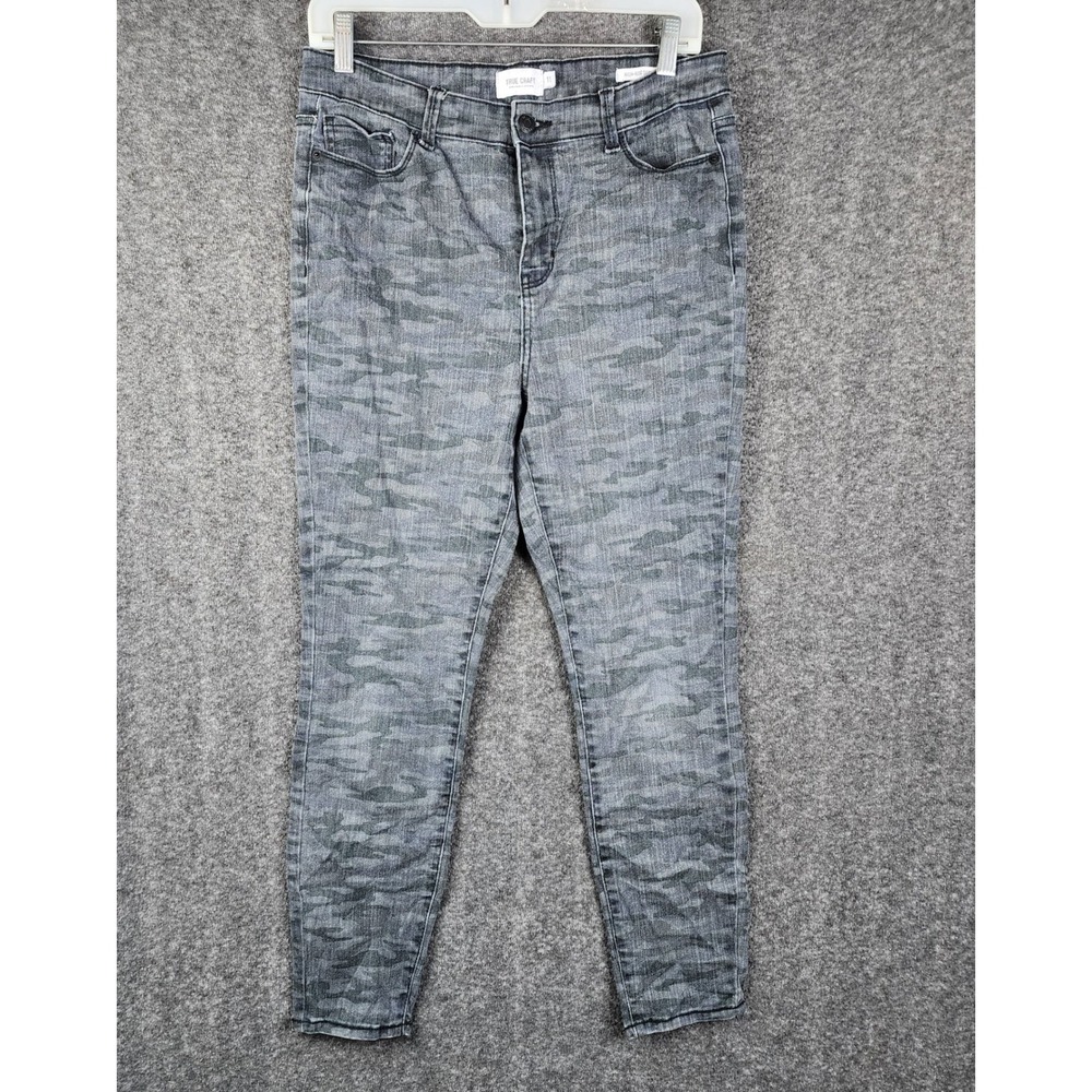 True Craft High Rise Skinny Jeans Womens 11 Grey Camo Stretch Denim